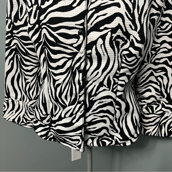 BIANCA NYGARD fitted black and white blazer jacket women’s size 12 office wear - Picture 5 of 13